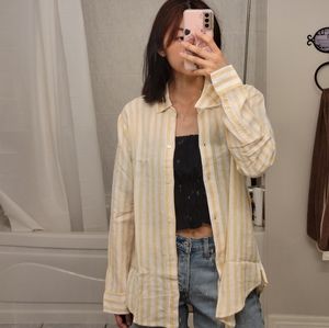 Abercrombie & fitch yellow striped button up shirt